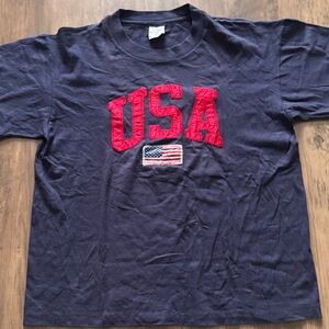 Classic Navy Kids T-Shirt with Red USA Design